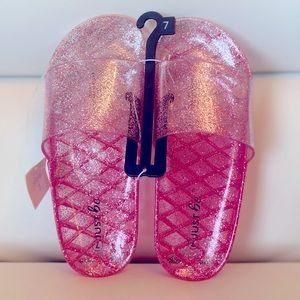 Pink Glitter Jelly Slides